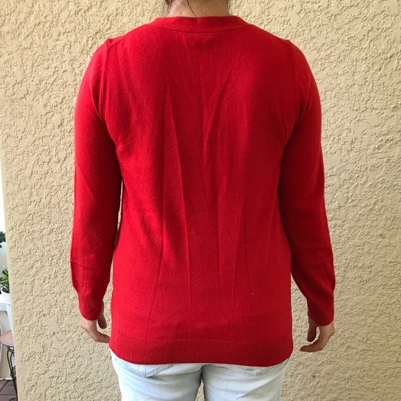 J.Crew Red Wool Cashmere Button-up Sweater - Picture 7 of 8